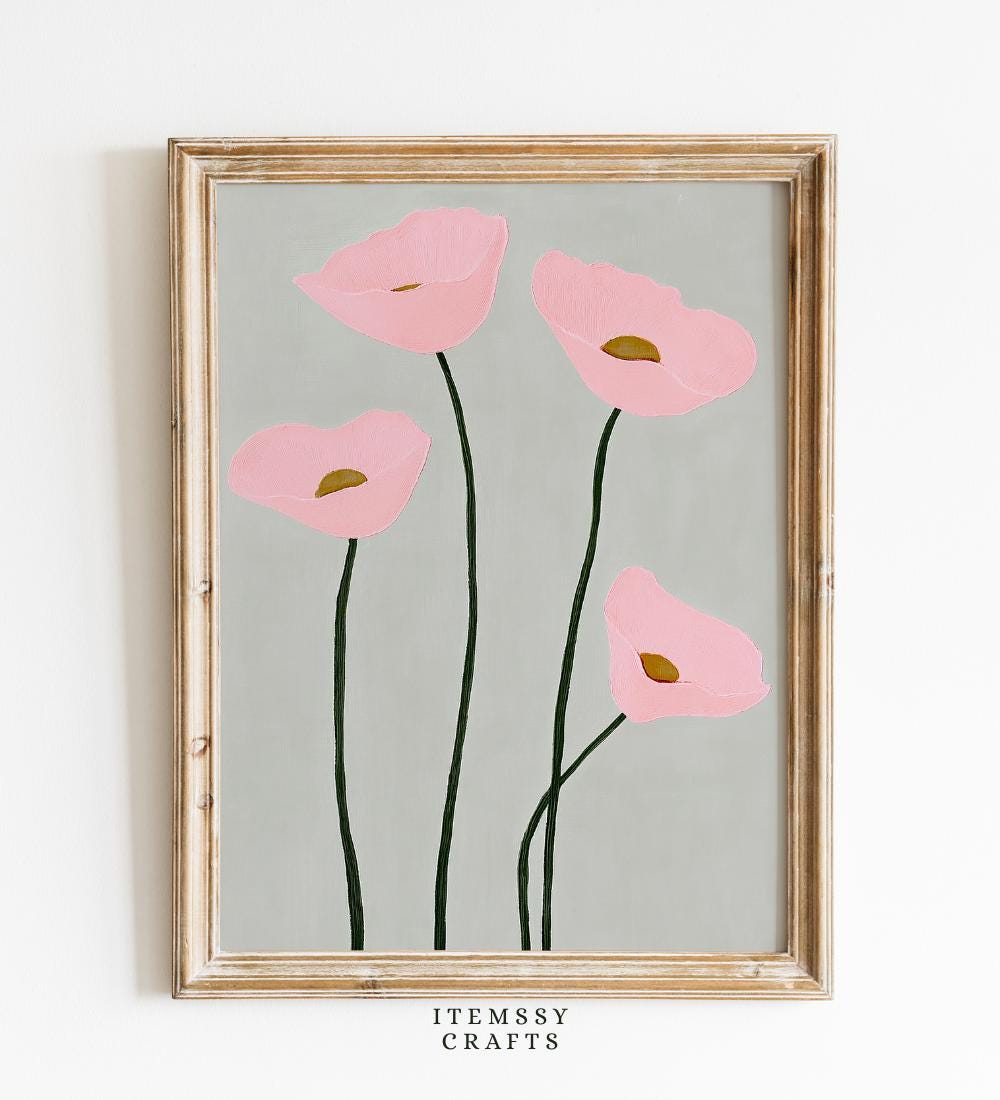 Pink Poppy Minimal wall art print