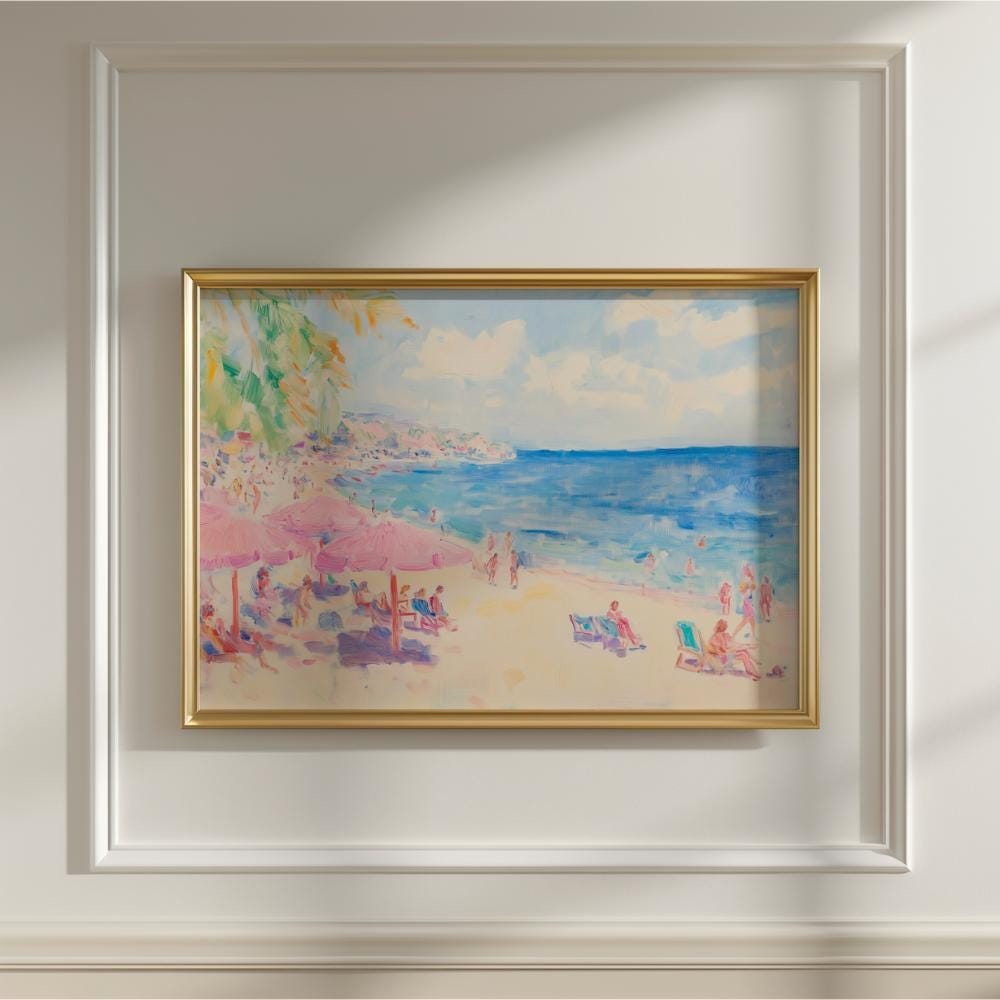 Matisse Style French Riviera Beach Painting wall art print
