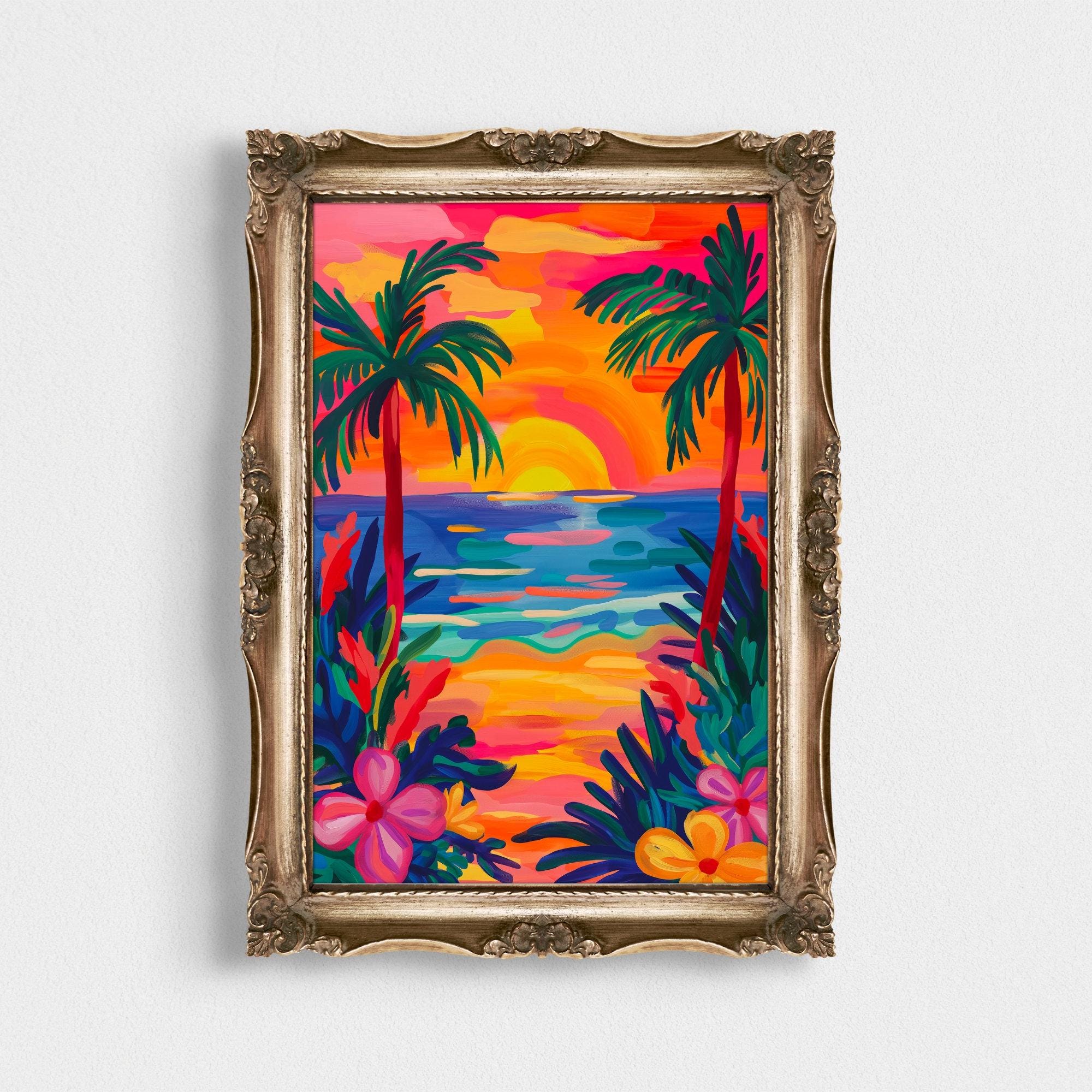 Bold Tropical Beach Sunset wall art print
