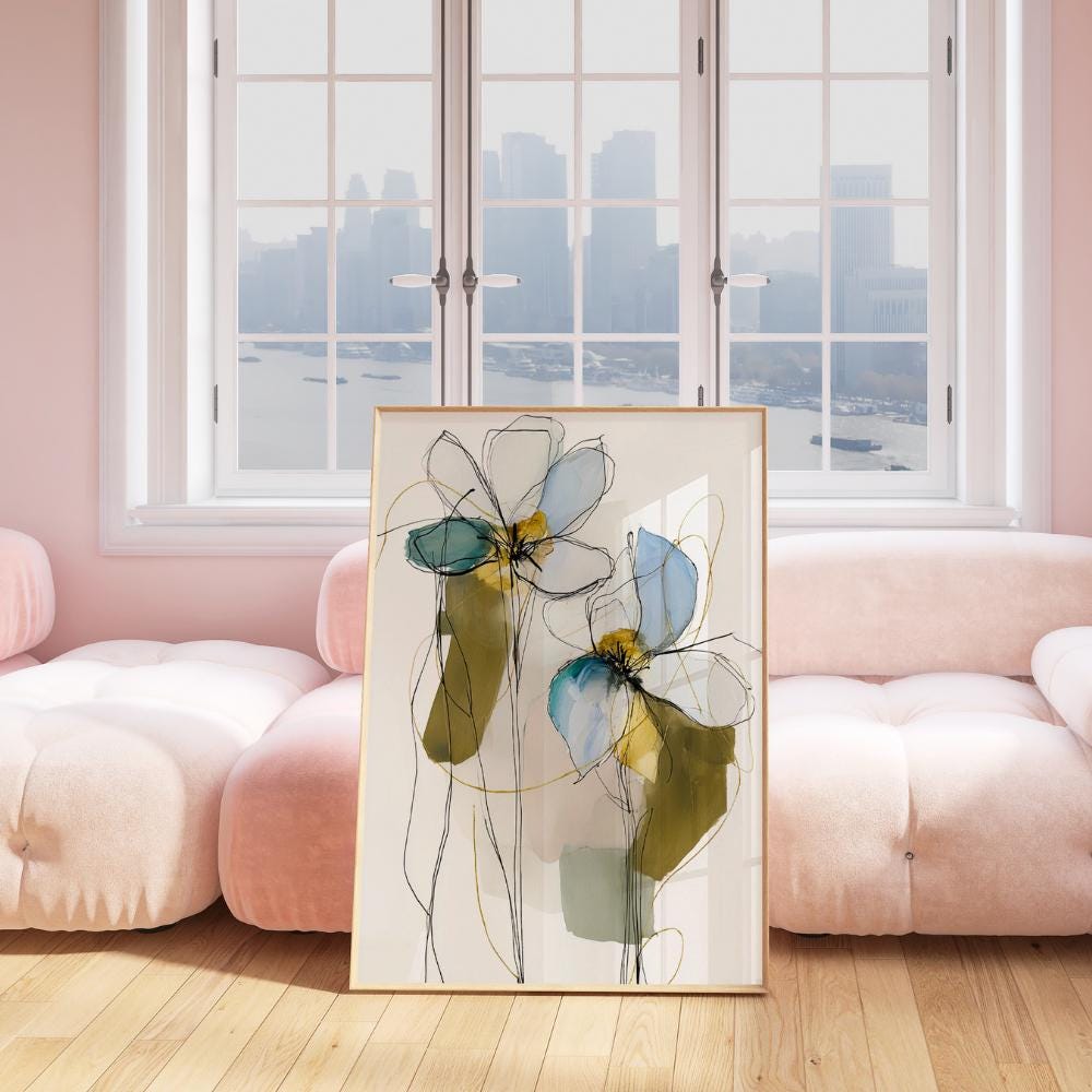Abstract Floral Line wall art print