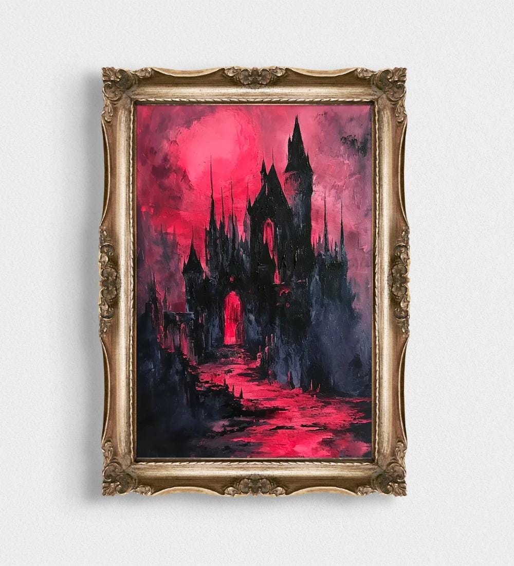 Dark Gothic Castle Oil Painting wall art print