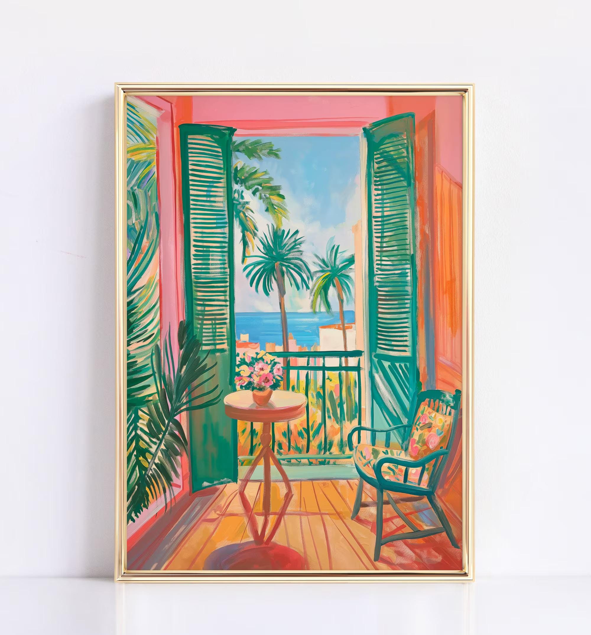 Matisse Style Open Window Balcony wall art print