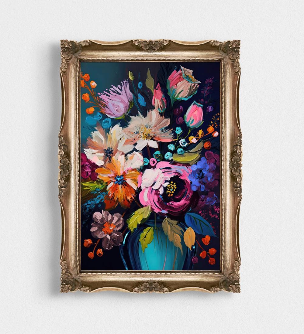 Bold Colorful Floral Bouquet wall art print