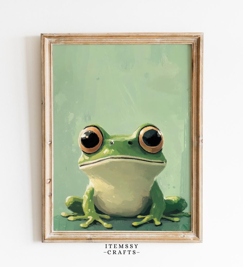 Chubby Frog Portrait Painting wall art print