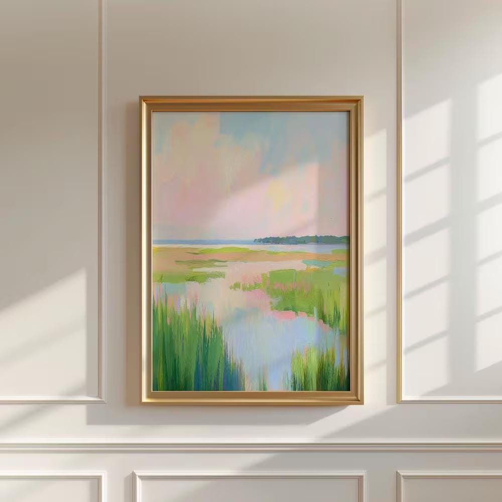 Pastel Coastal Marsh Painting wall art print