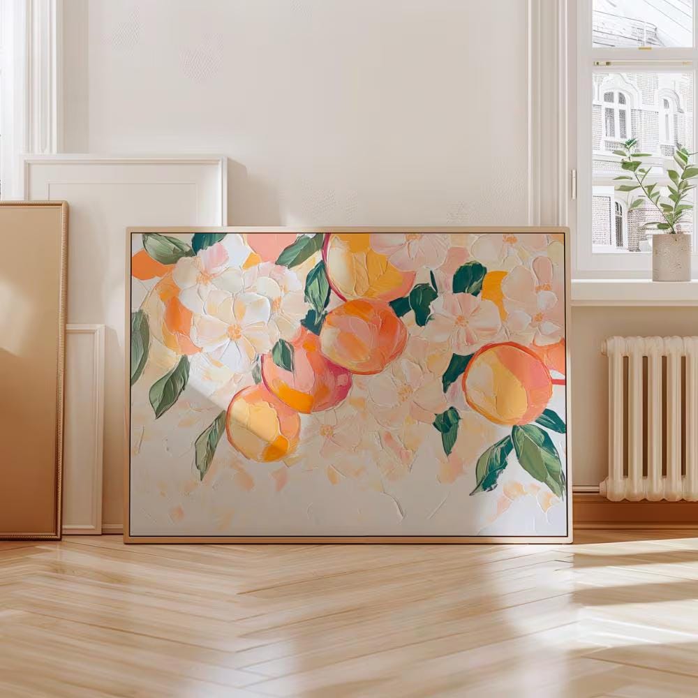 Peach Blossom Still Life Painting wall art print