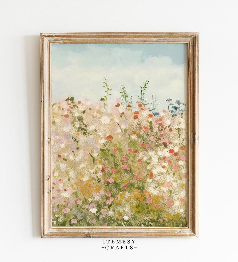 Soft Wildflower Meadow Painting wall art print
