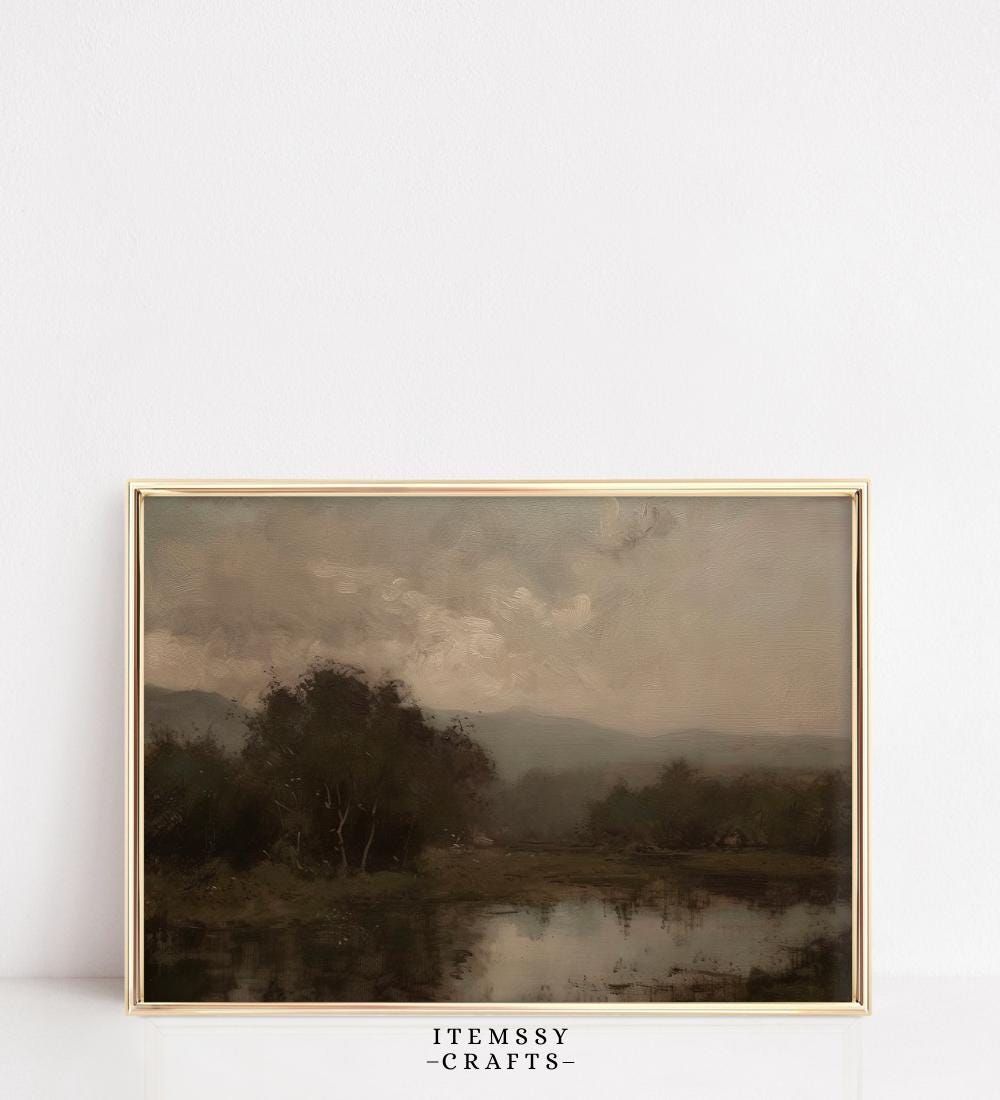 Moody Vintage Abstract Landscape wall art print