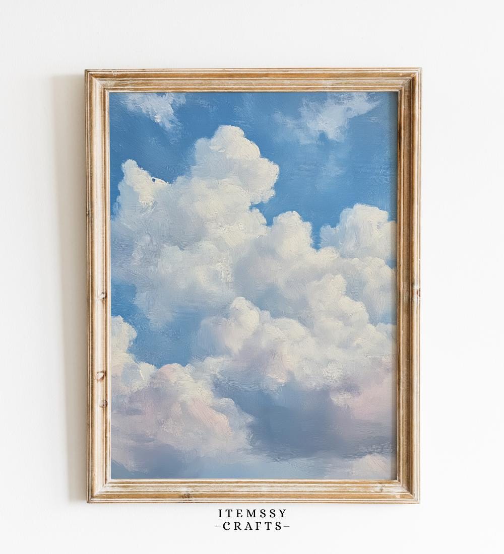 Soft Cloudscape Oil Painting wall art print