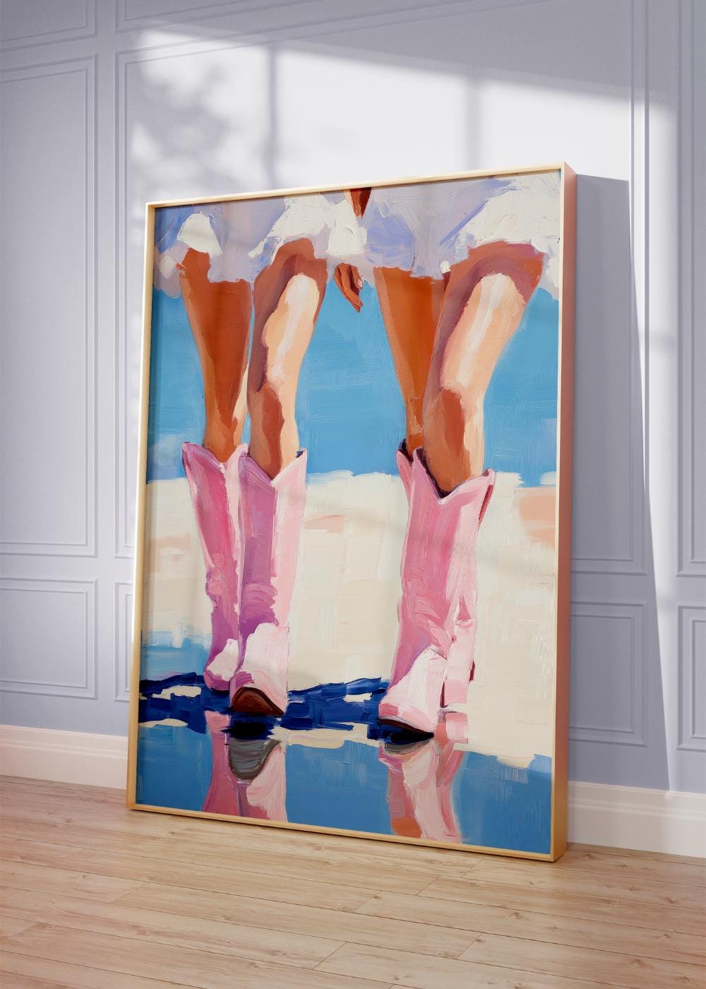 Pink Cowgirl Boots Painting wall art print