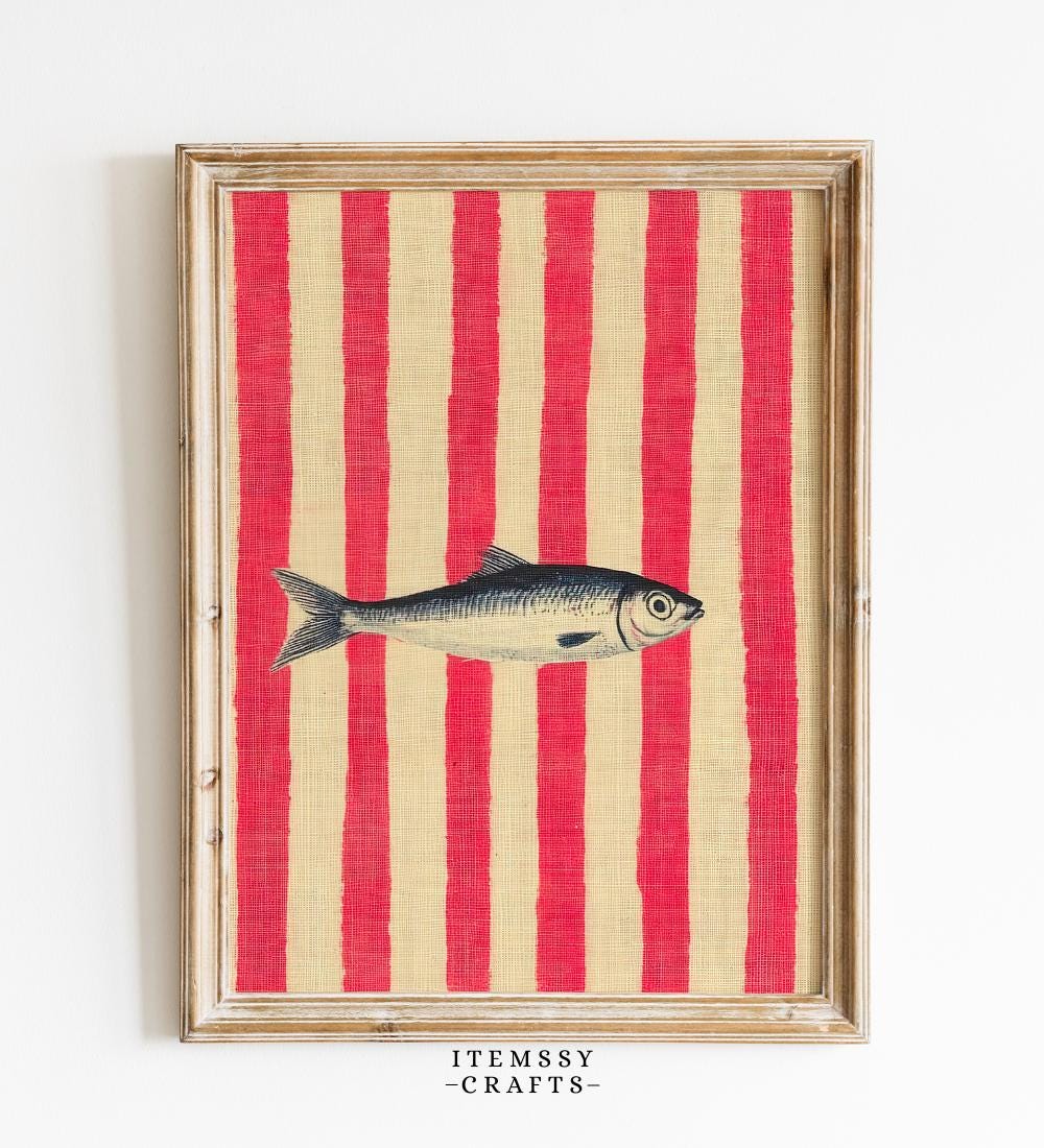 Sardine Wall Art – Retro Watercolor Fish wall art print