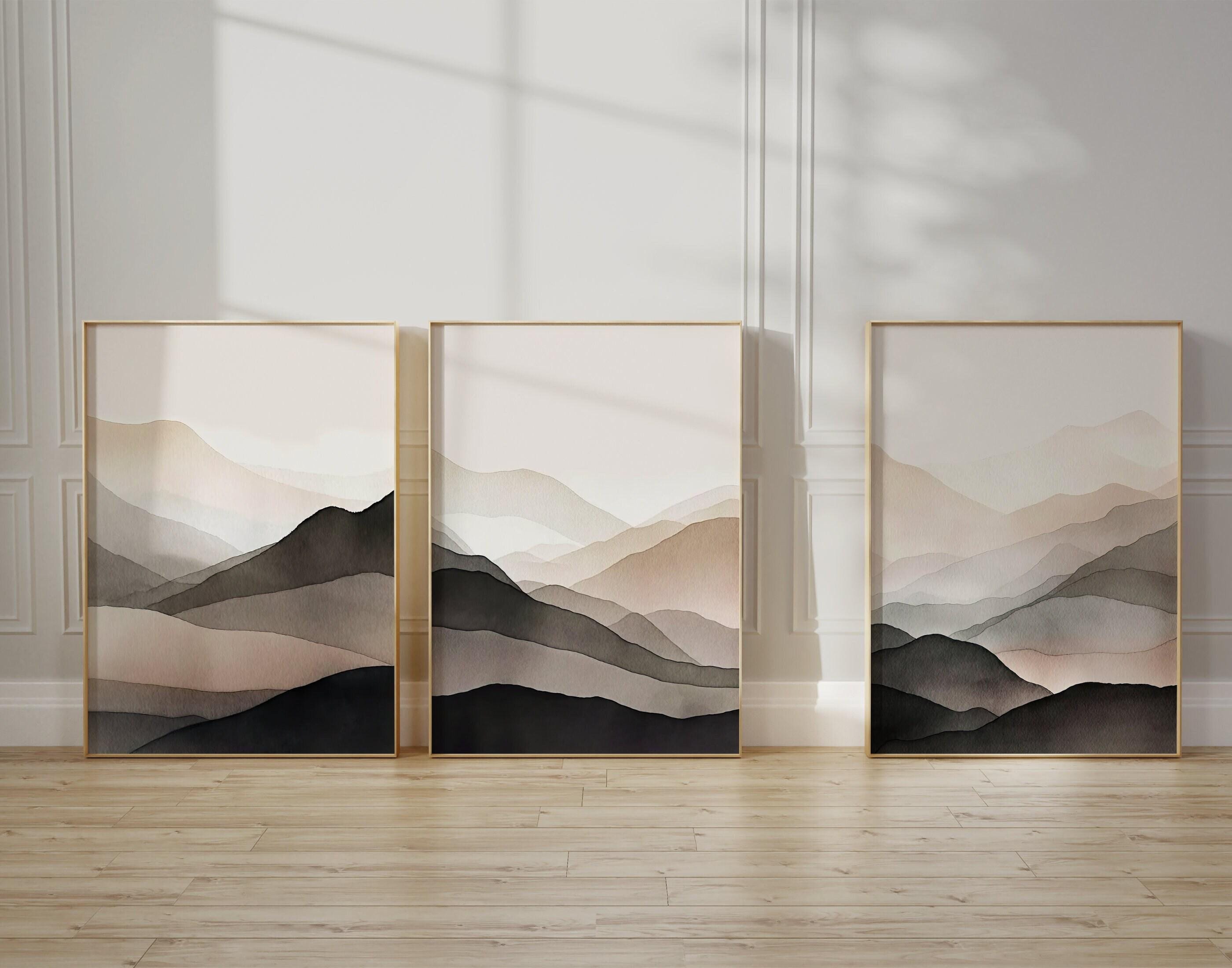 Black & Beige Abstract Mountain Wall Art Prints wall art print