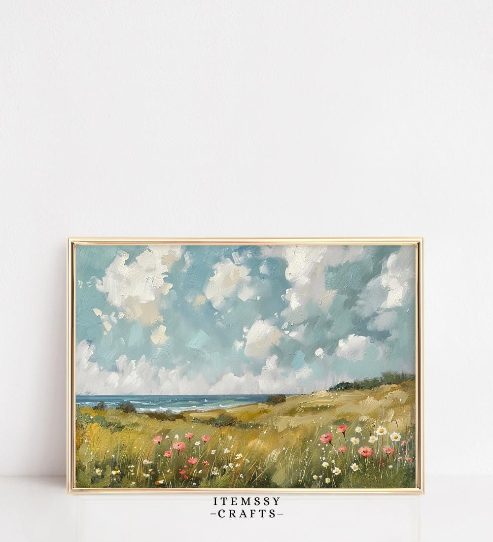 Coastal Wildflower Meadow Painting wall art print