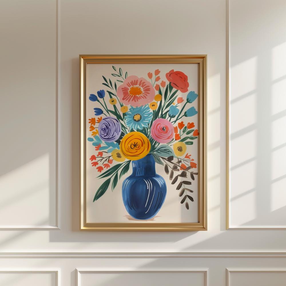 Bold Floral Vase Illustration wall art print