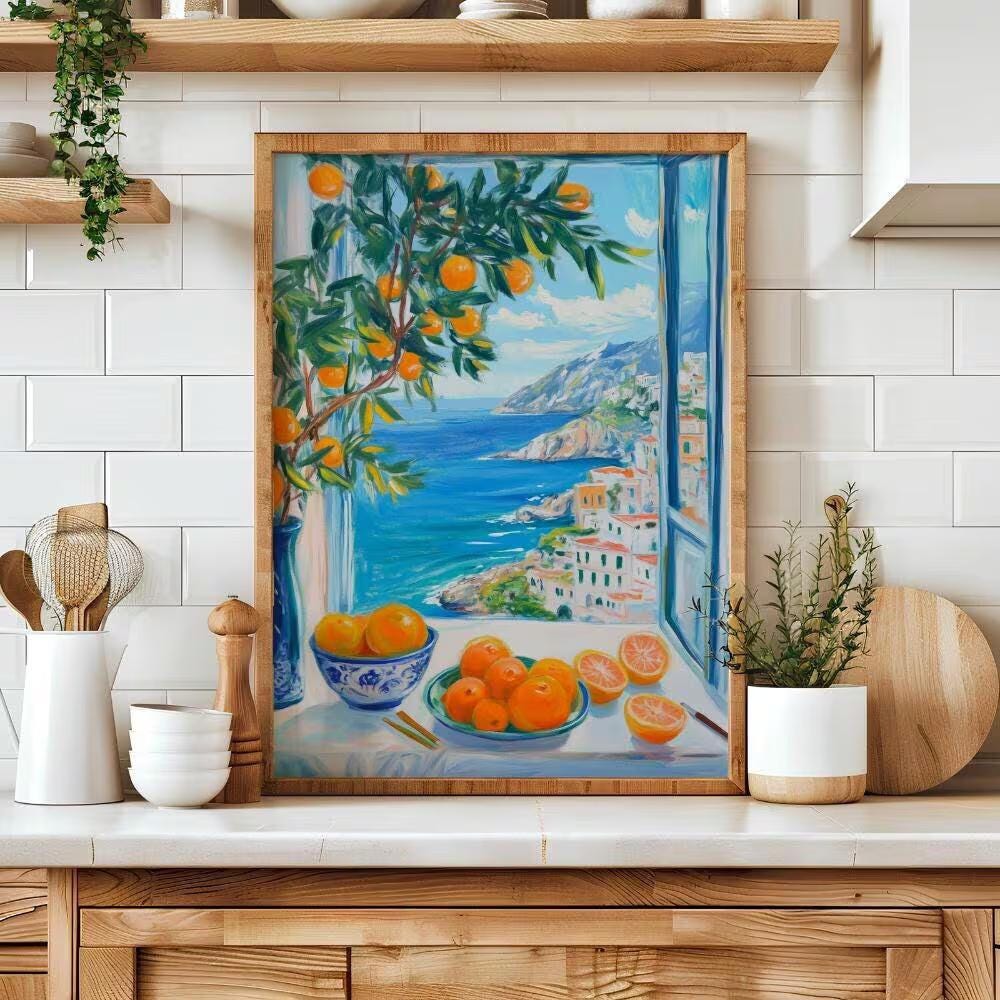 Amalfi Coast Window Painting wall art print