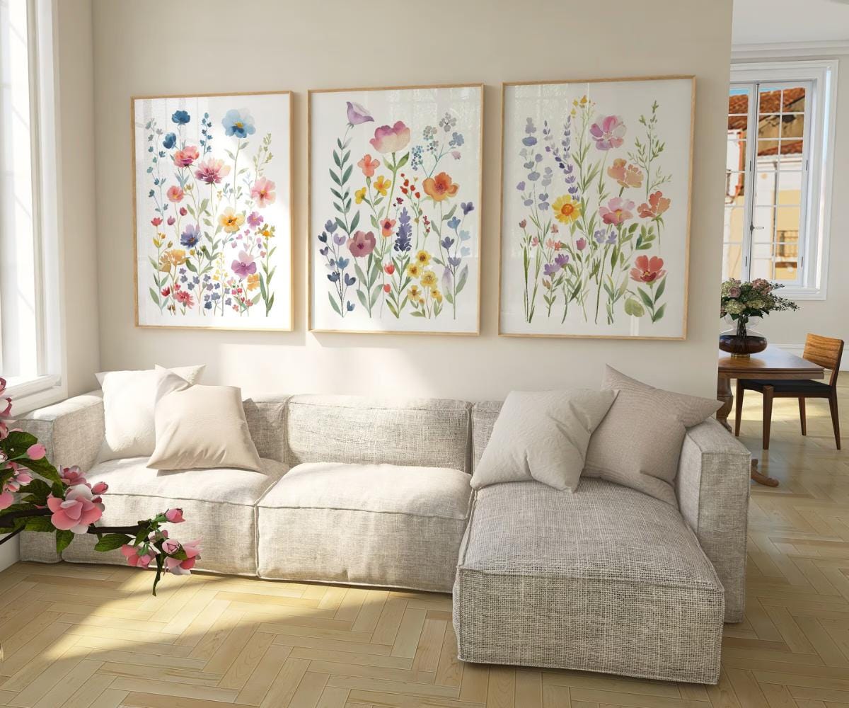 Soft Wildflower Set of 3 Prints wall art print