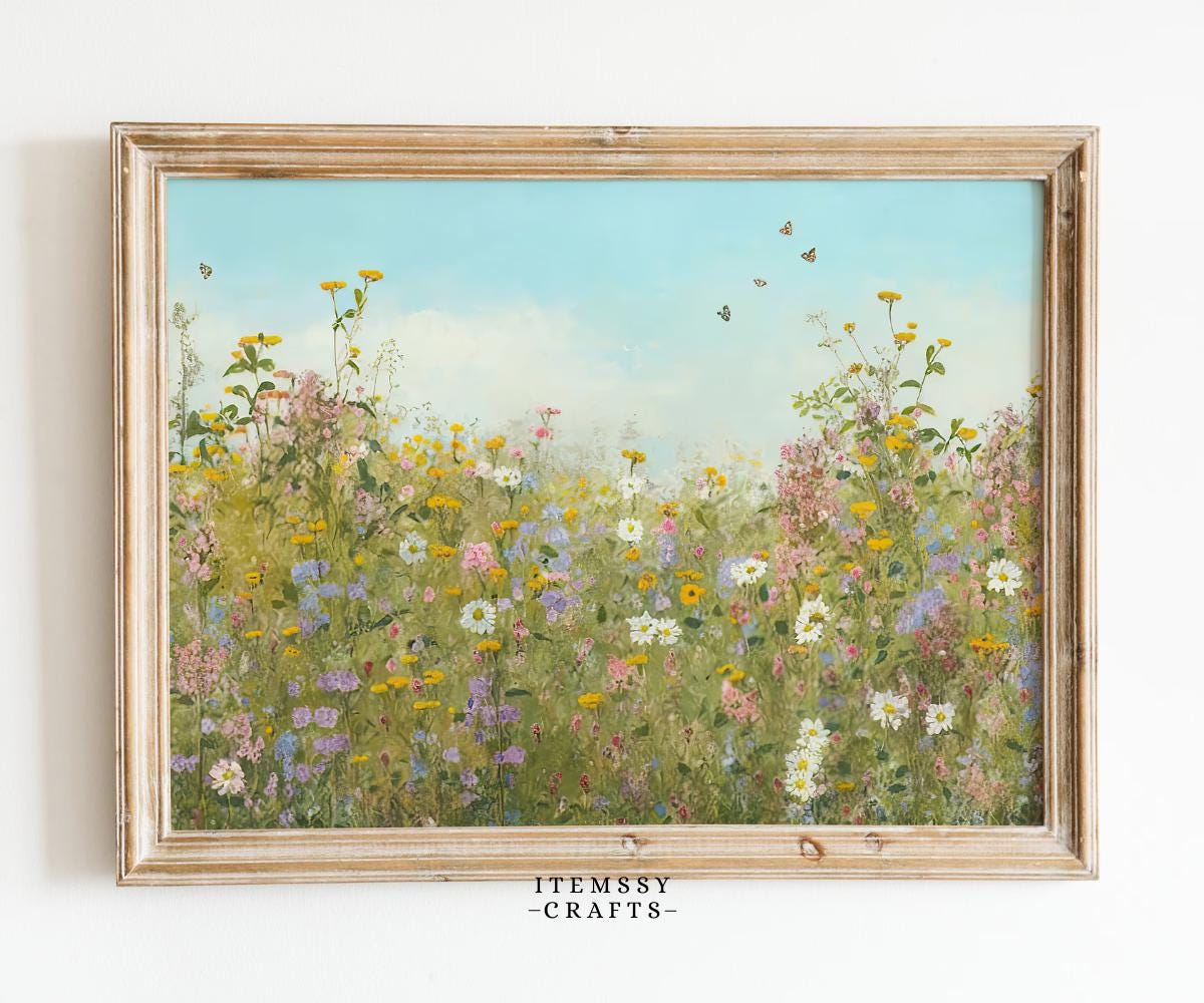 Summer Wildflower Meadow Painting wall art print