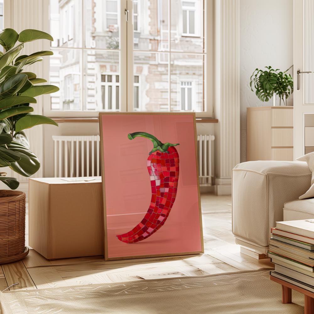 Disco Ball Chili wall art print