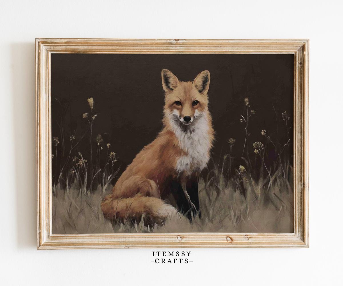 Red Fox Woodland Painting wall art print
