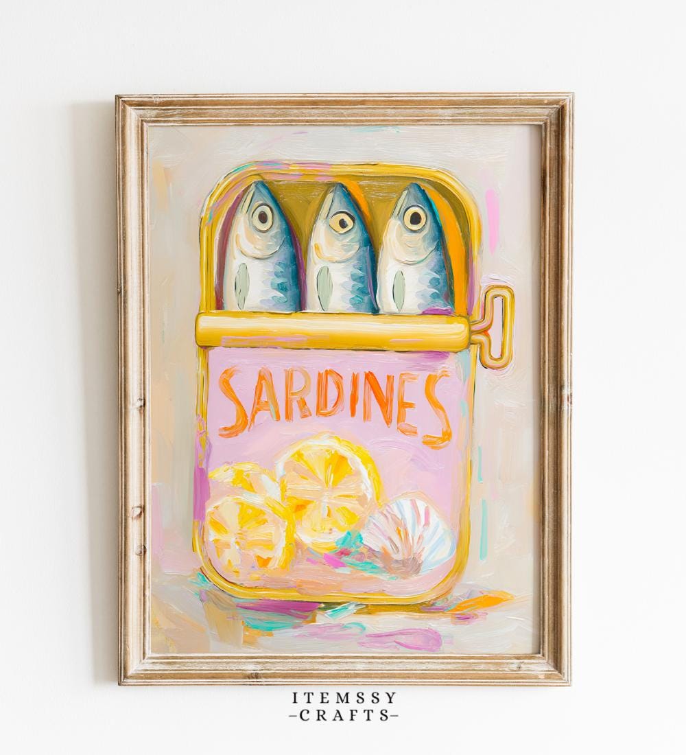 Sardines Tin Can Painting wall art print