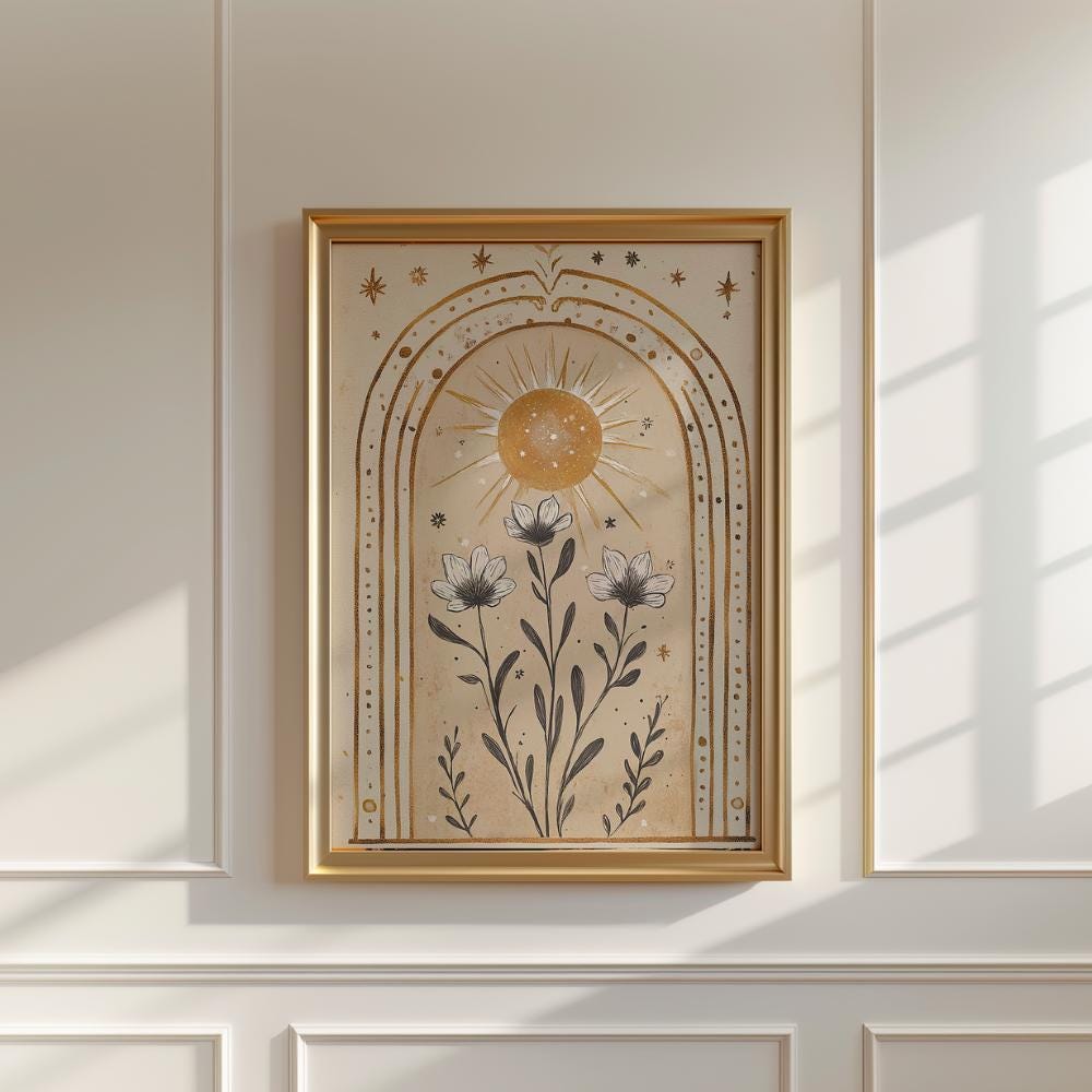 Celestial Sun Arch Botanical wall art print