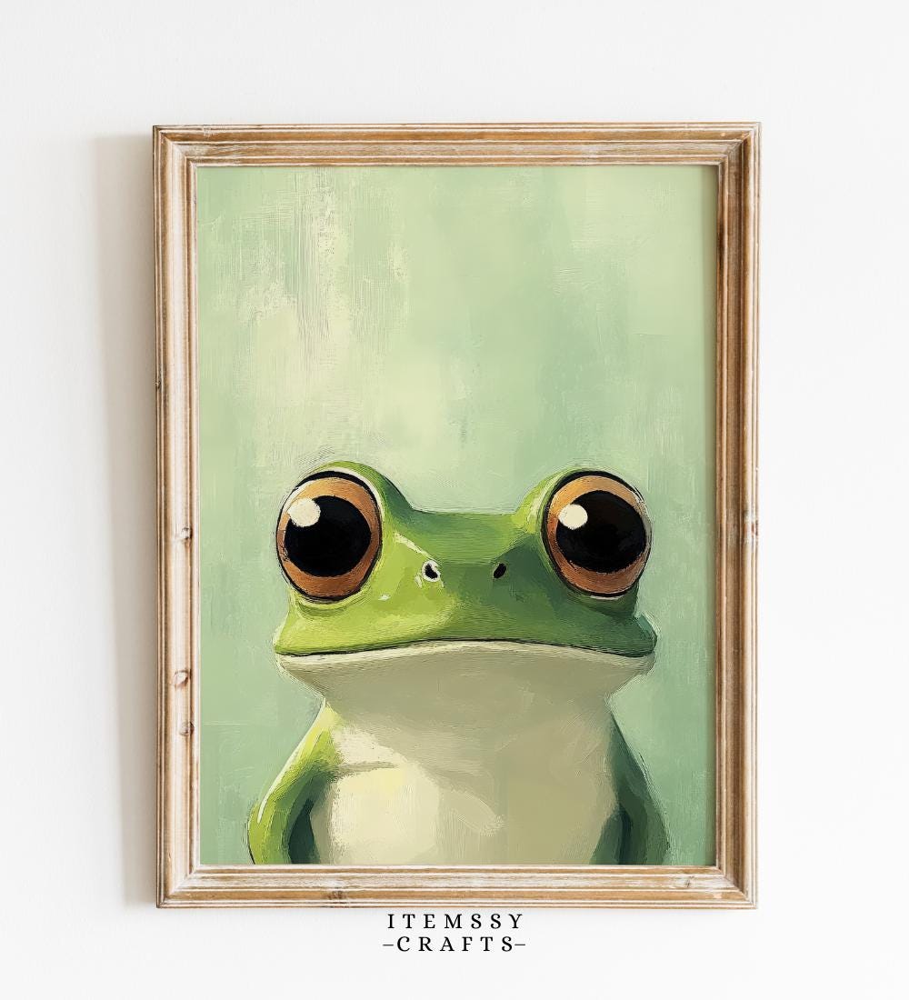 Cute Frog Portrait Painting wall art print