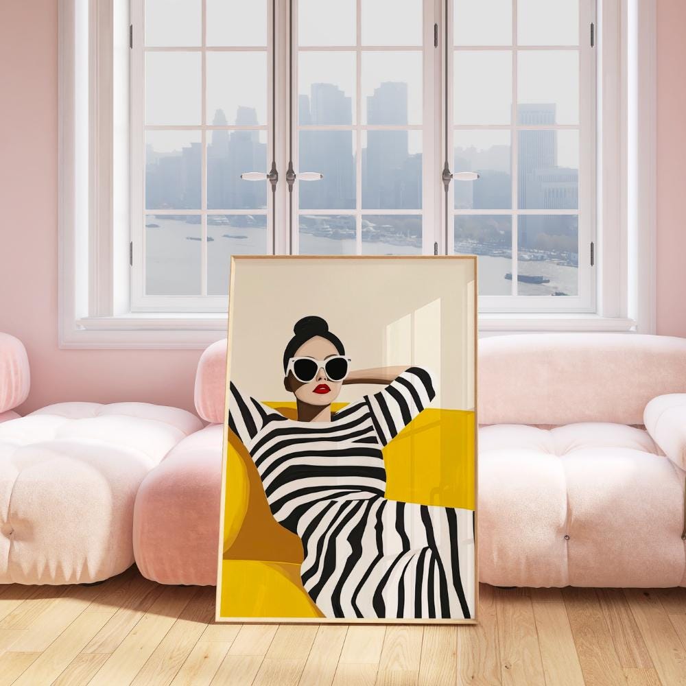Retro Fashion Woman Illustration wall art print