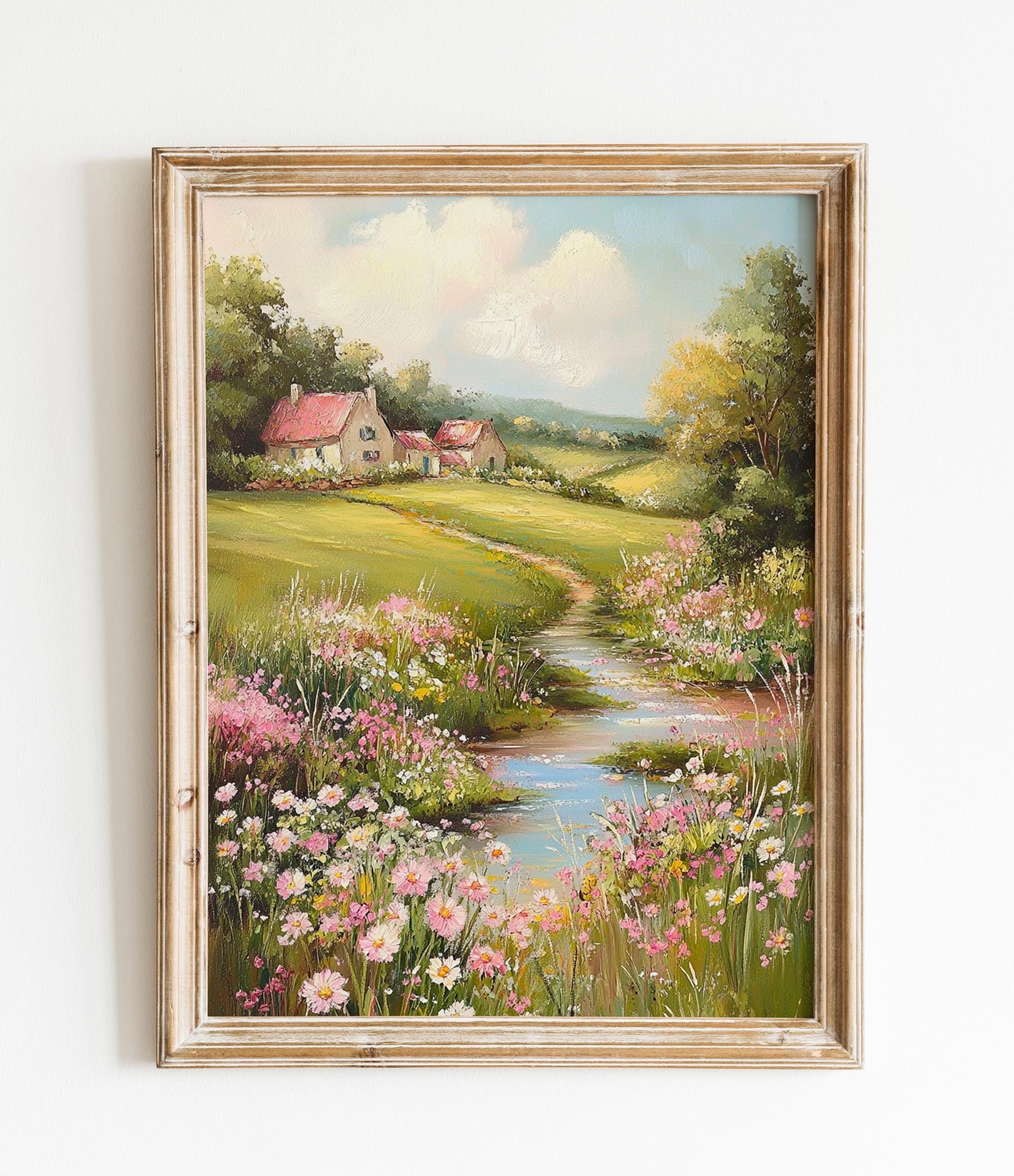 Spring Wildflower Cottage Painting wall art print