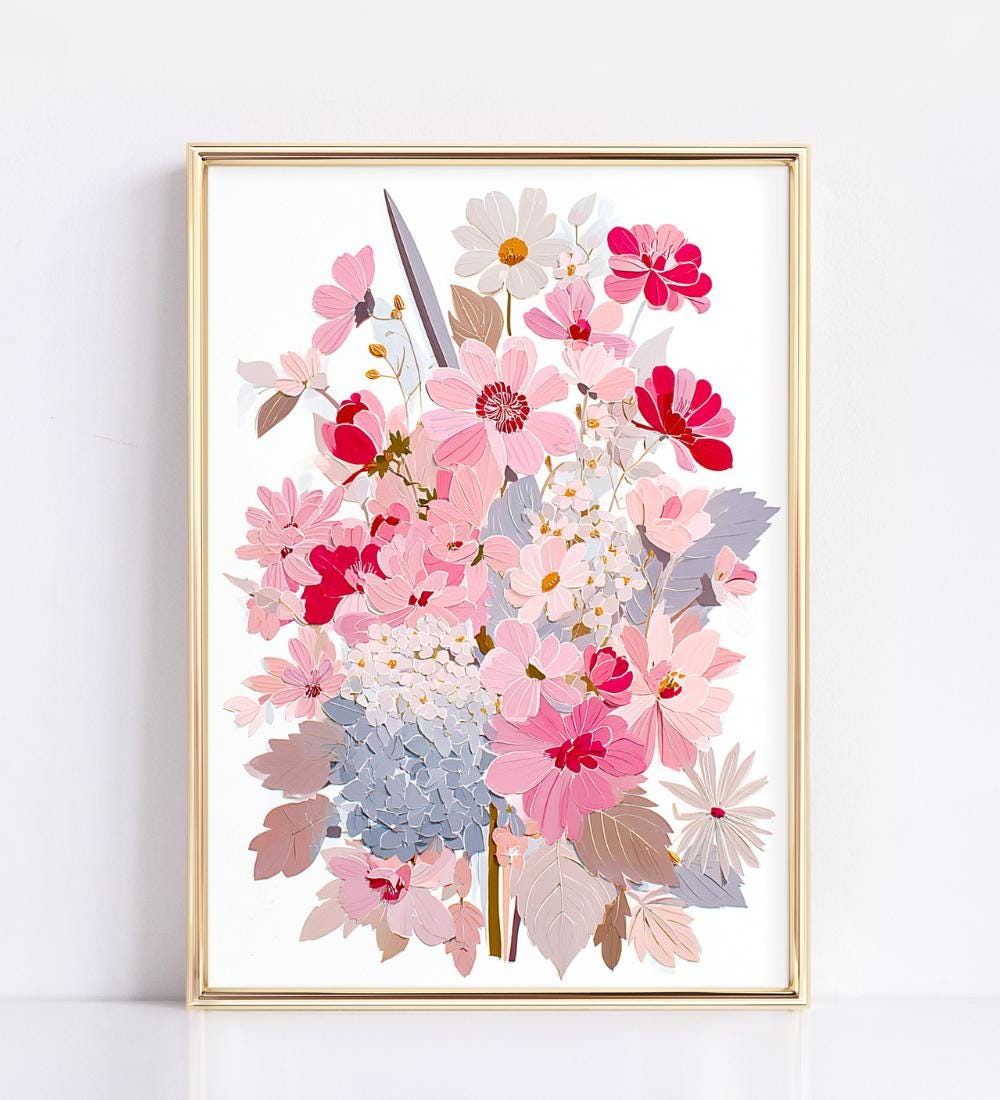 Pink Floral Bouquet wall art print