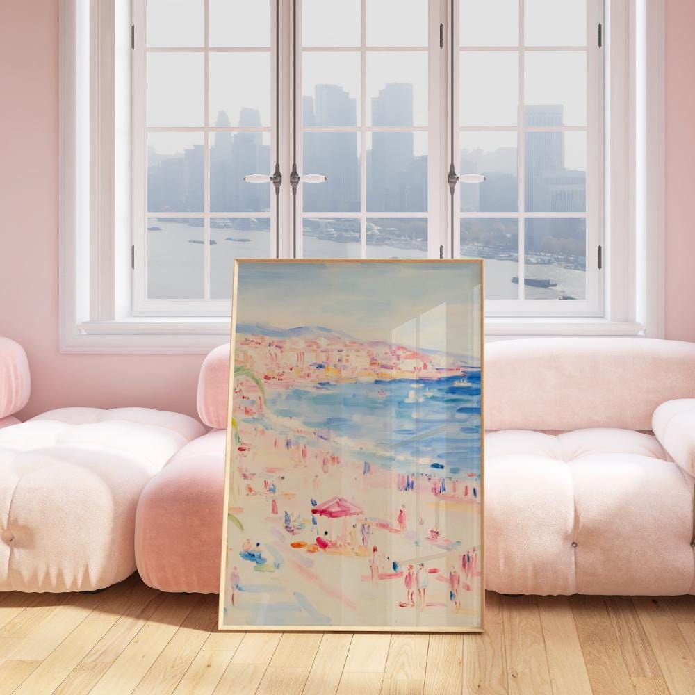 Pastel Beach Scene Painting wall art print