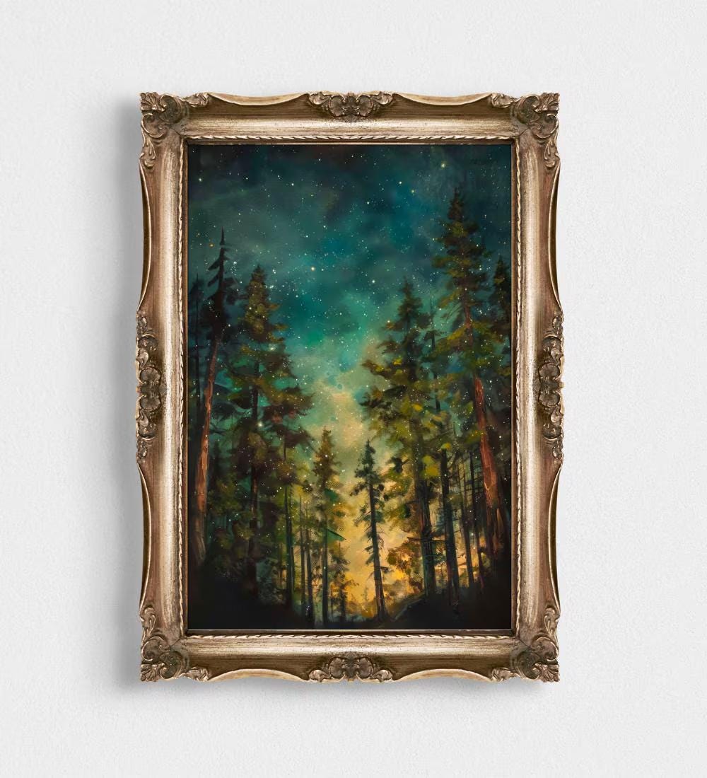 Moody Woods Wall Art – Starry Night Forest with wall art print