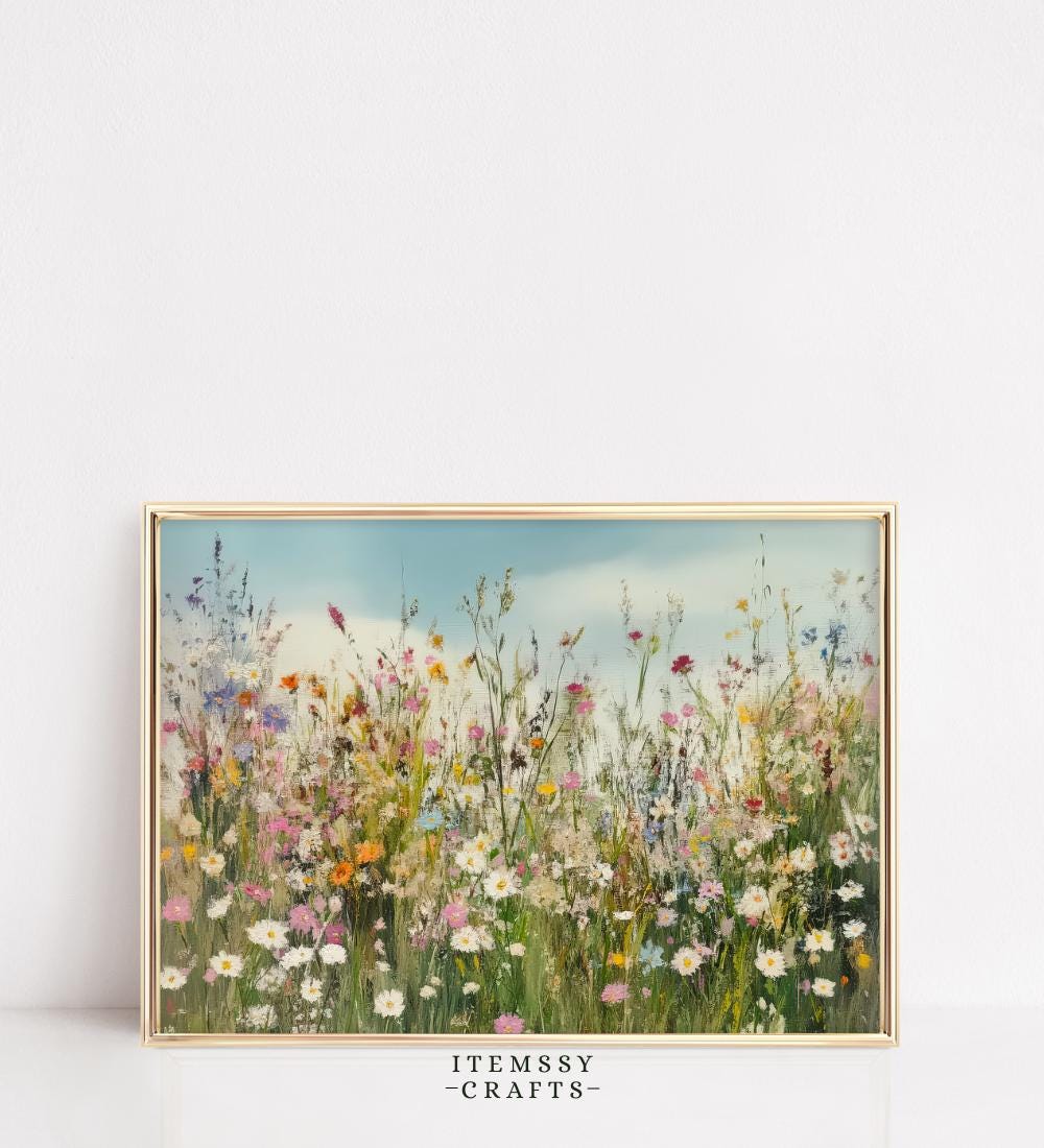 Vintage Wildflower Field wall art print