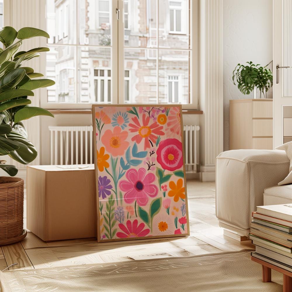 Colorful Abstract Floral Botanical wall art print