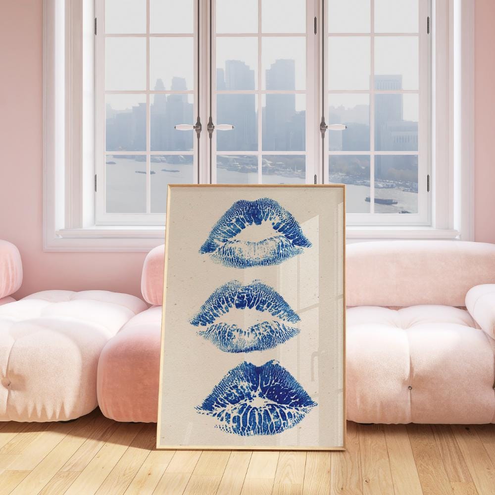 Blue Lip Kiss wall art print