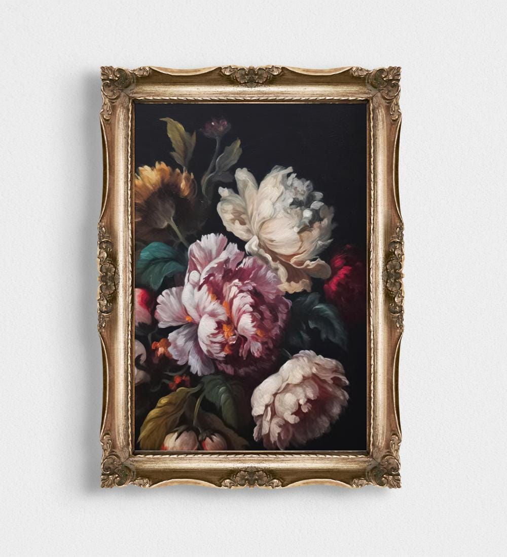Jewel Tone Peony Botanical wall art print