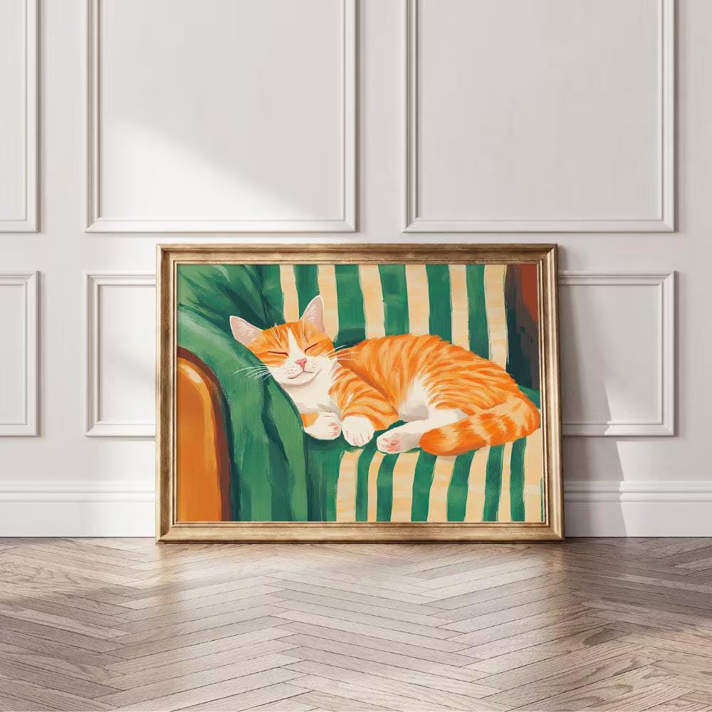 Modern Orange Cat wall art print