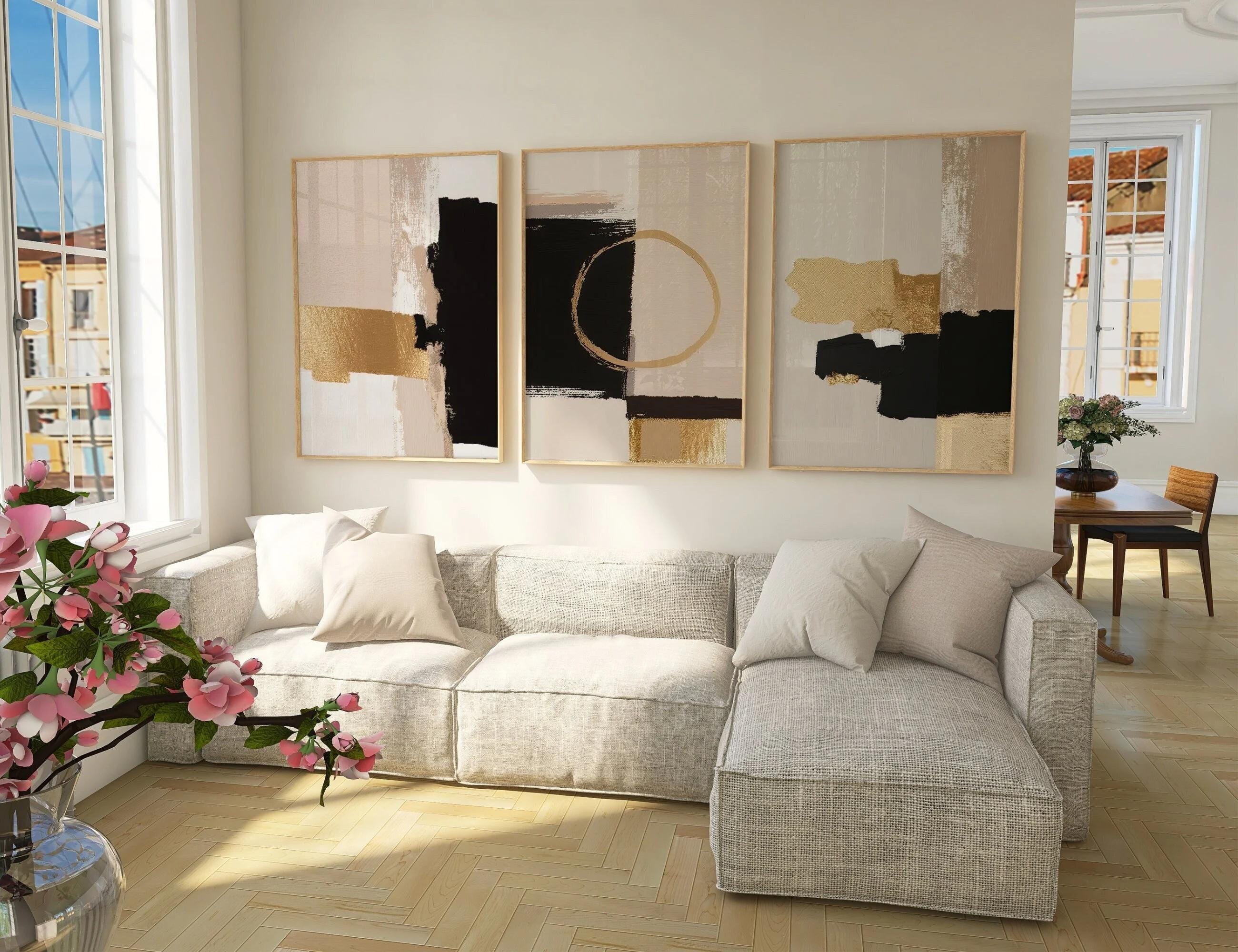 Neutral Abstract Wall Art Set of 3 wall art print