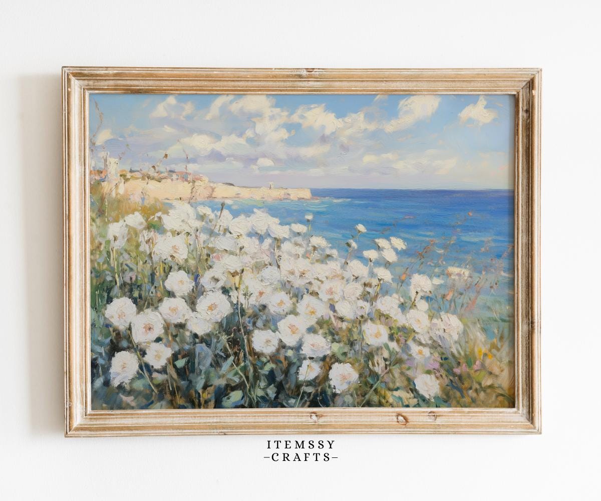 Vintage Coastal Wildflower wall art print