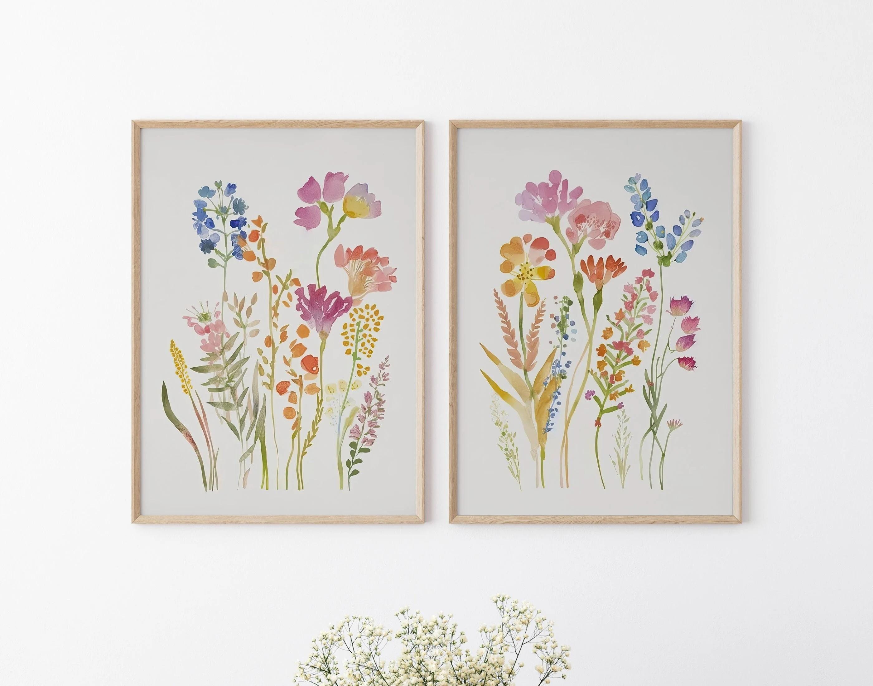 Colorful Wildflower Art Set of 2 wall art print