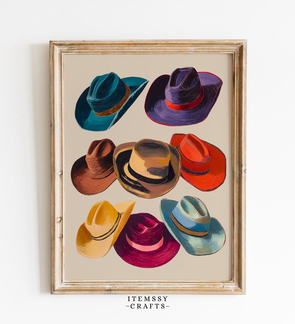 Vintage Cowboy Hats wall art print