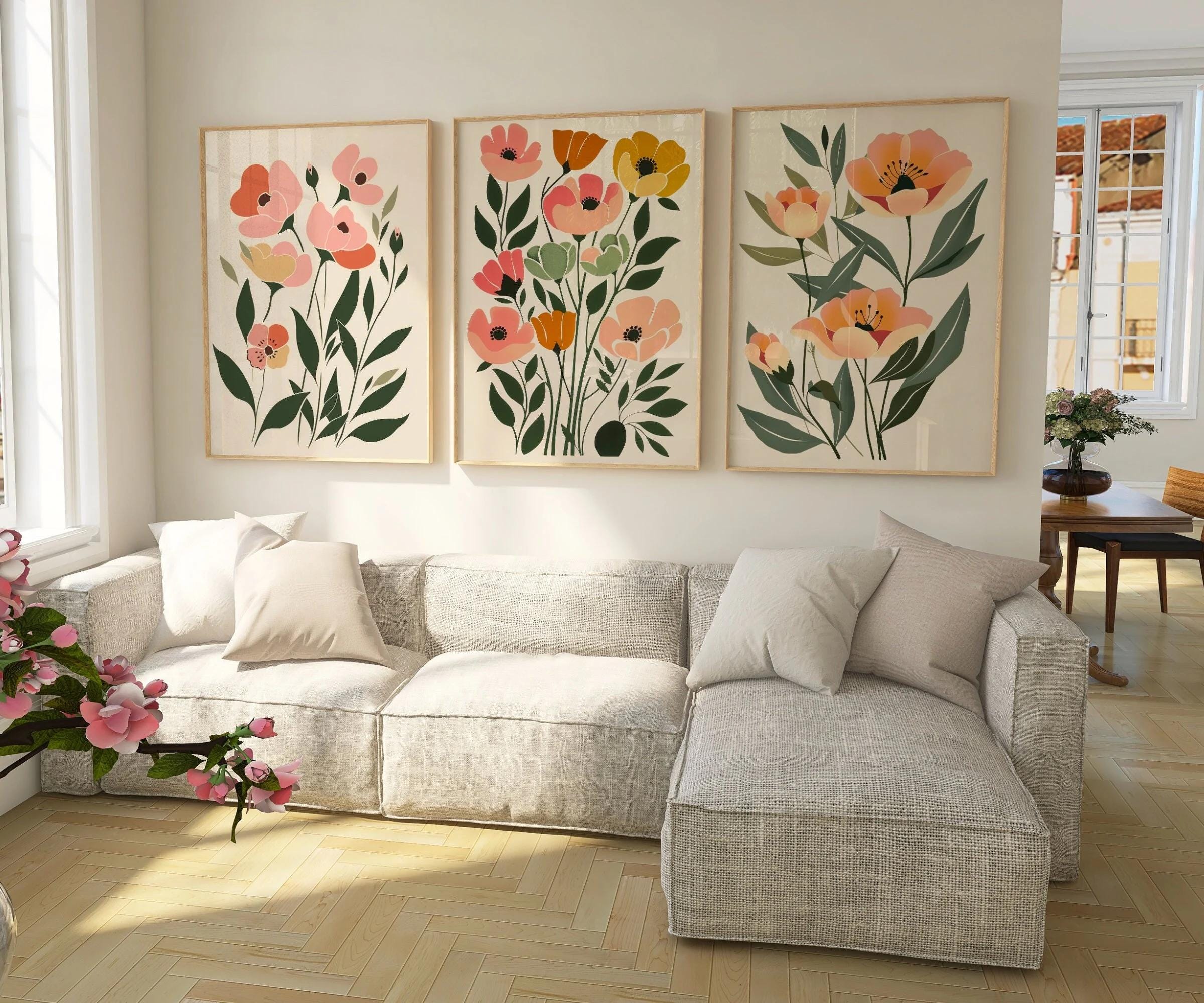Boho Abstract Flower Wall Art Set of 3 wall art print