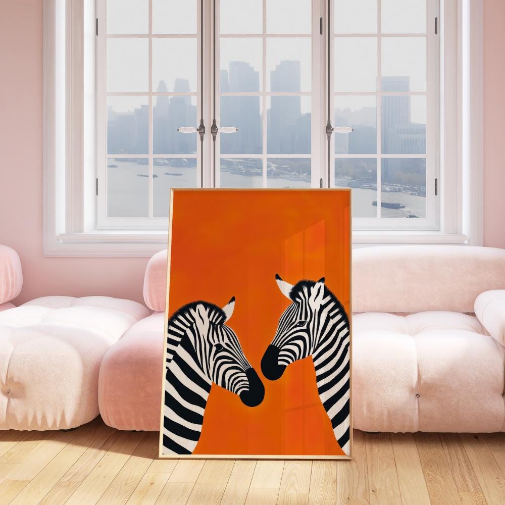 Zebra Wall Art – Orange Preppy Animal wall art print