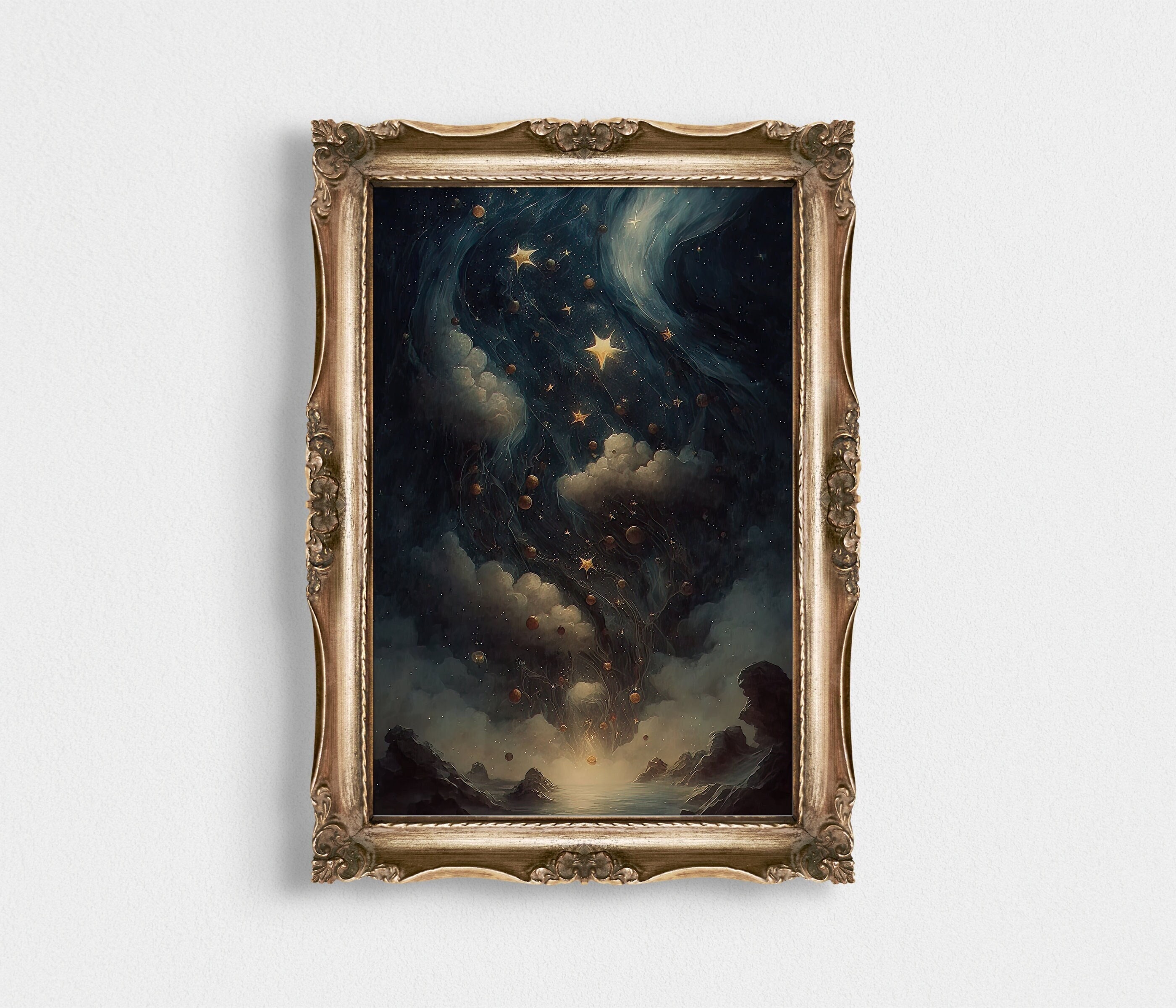 Abstract Vintage Painting of Stars wall art print