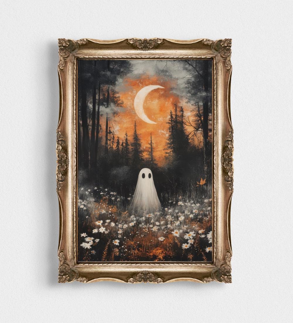 Ghost in Enchanted Forest Meadow wall art print
