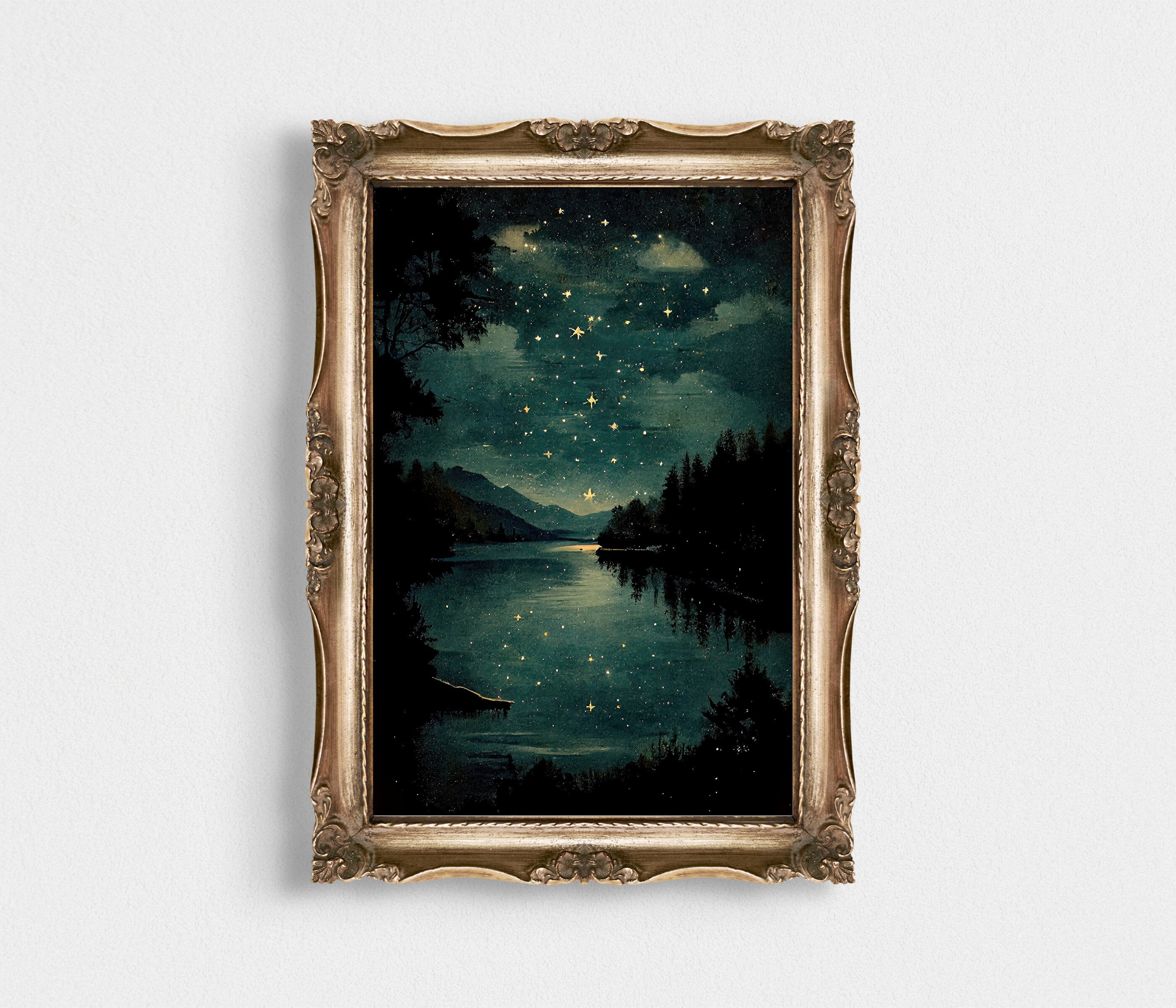 Vintage Star Gazing | Printable Wall Art | Night wall art print