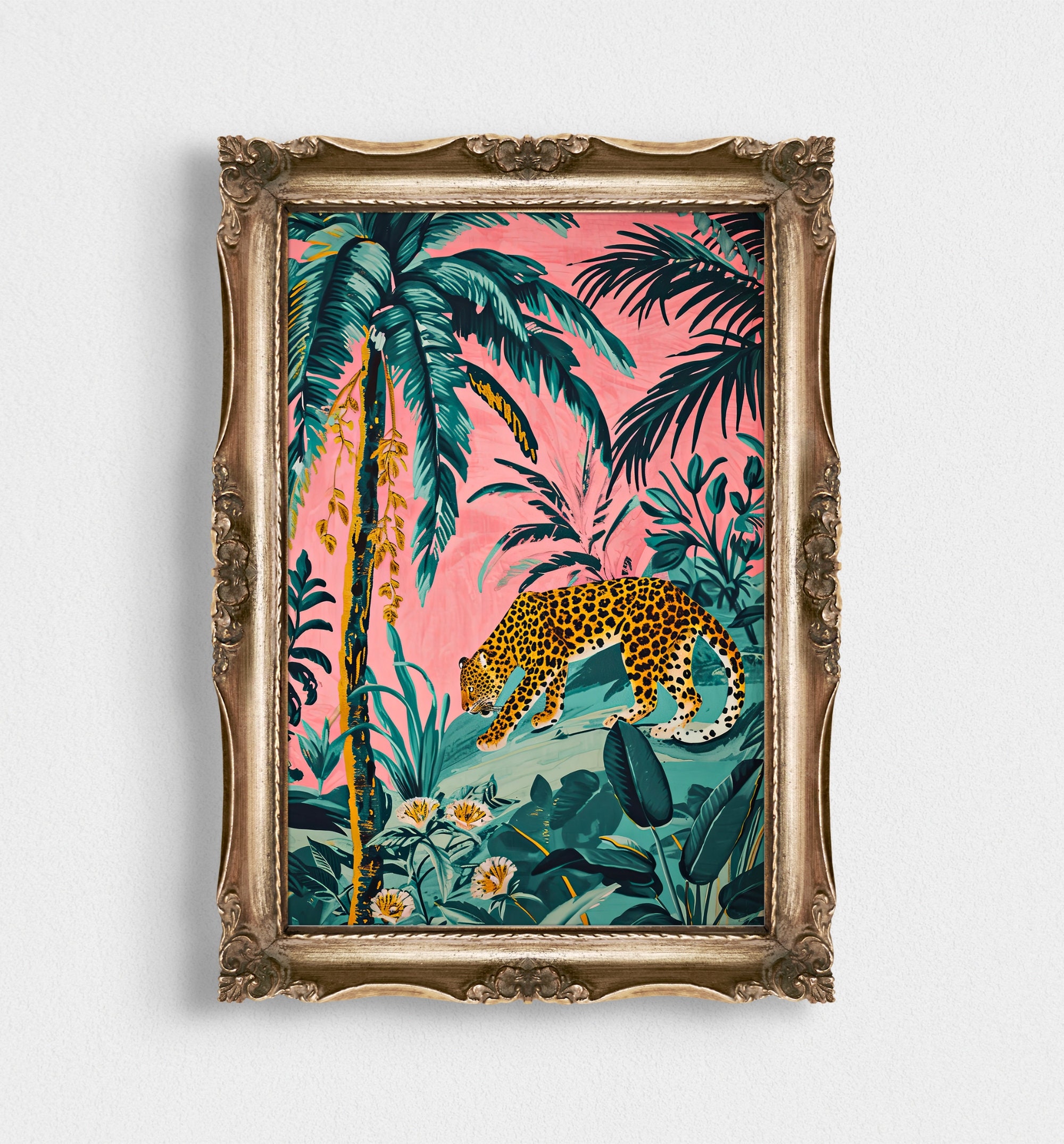 Cheetah Print | Pink Jungle Art | Boho Home Decor wall art print