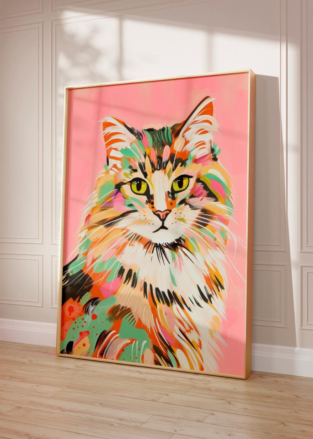 Abstract Pastel Cat wall art print
