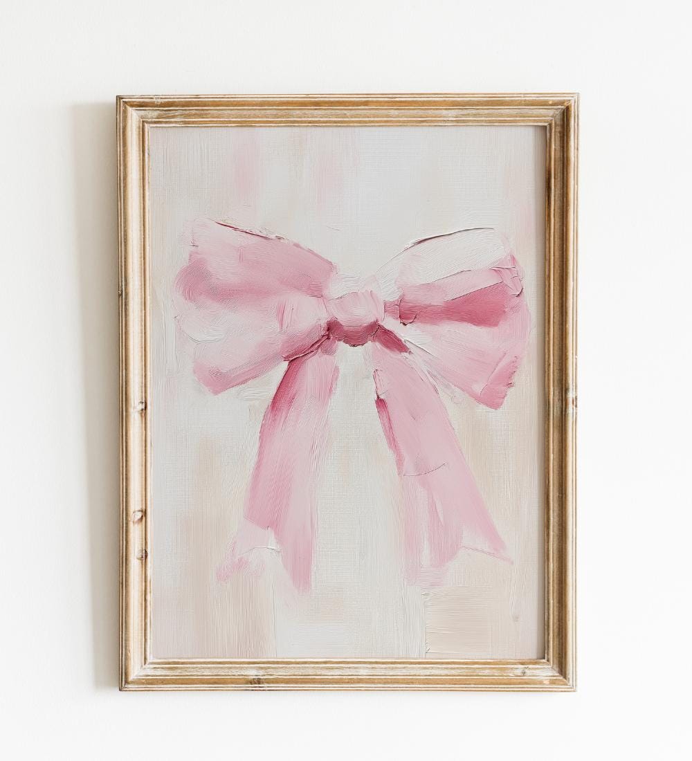 Neutral Girly Bow wall art print