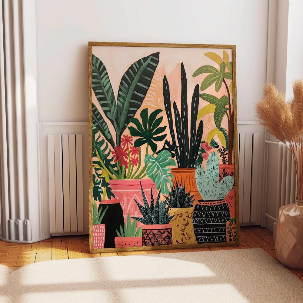 Abstract Art Deco Botanical Flowers wall art print